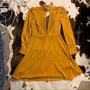 Brand new NWT little white lies gold velvet dress